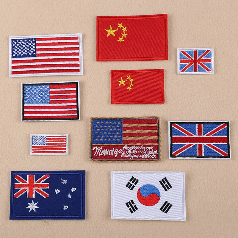 Embroidery In Australia - 미국 호주 중국 영국 국기 자수