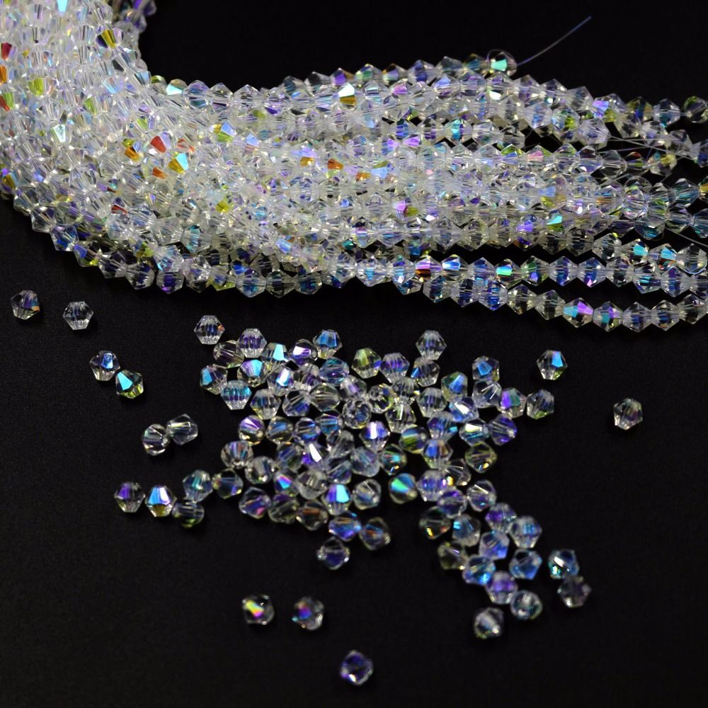 Embroidery Glass Beads - 3/4mm 유리 크리스탈 Bicone 모양의 느슨한