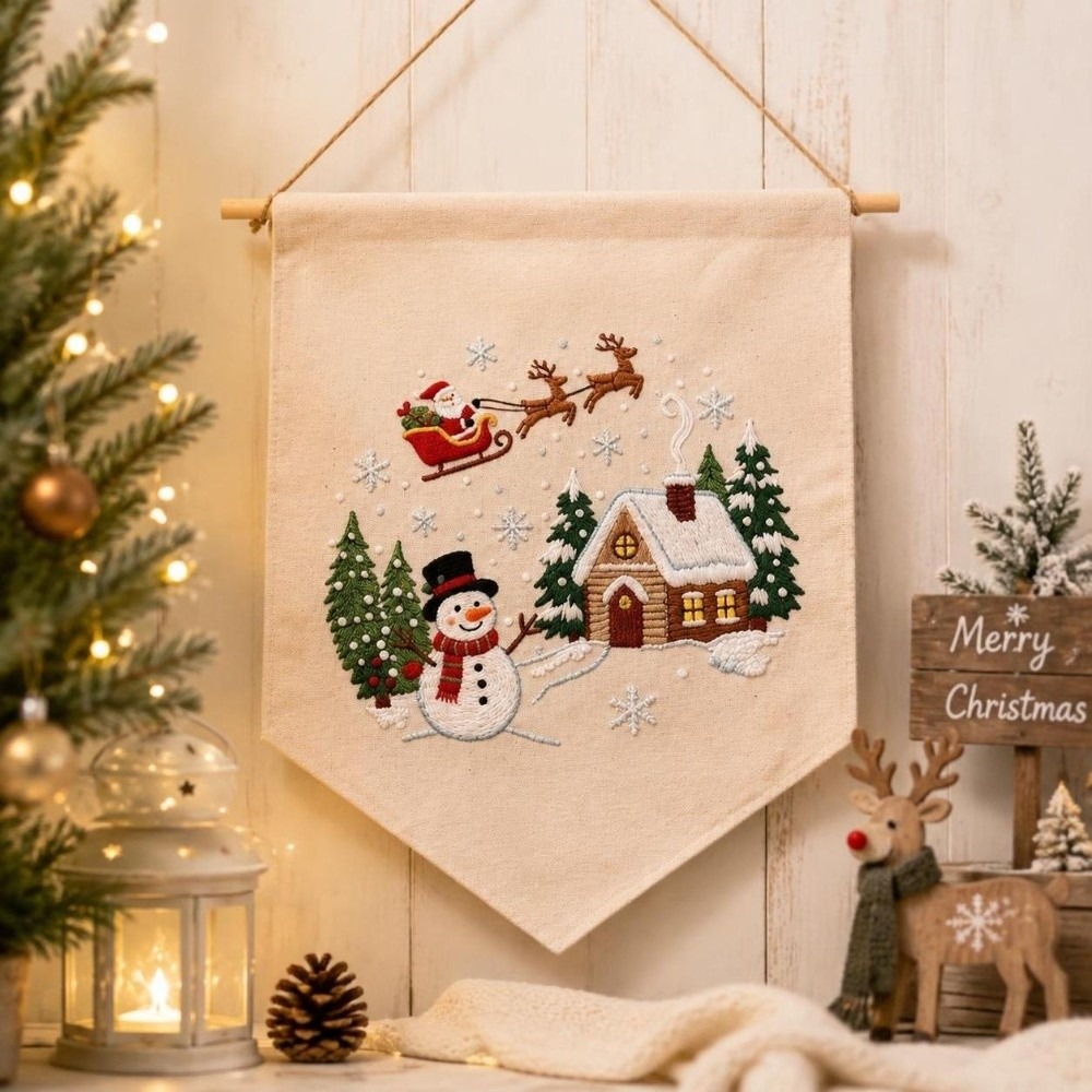 Embroidery Xmas Kits - 수제 크리스마스 자수 키트, 산타클로스와 눈사람