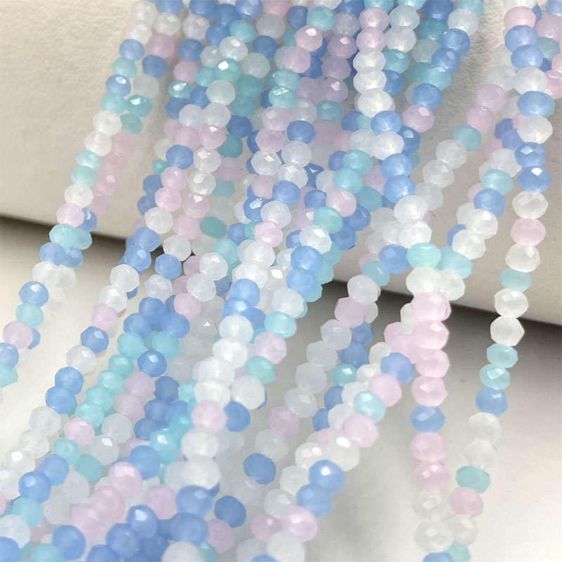 Embroidery Glass Beads - 2mm 혼합 색상면 처리 된 크리스탈