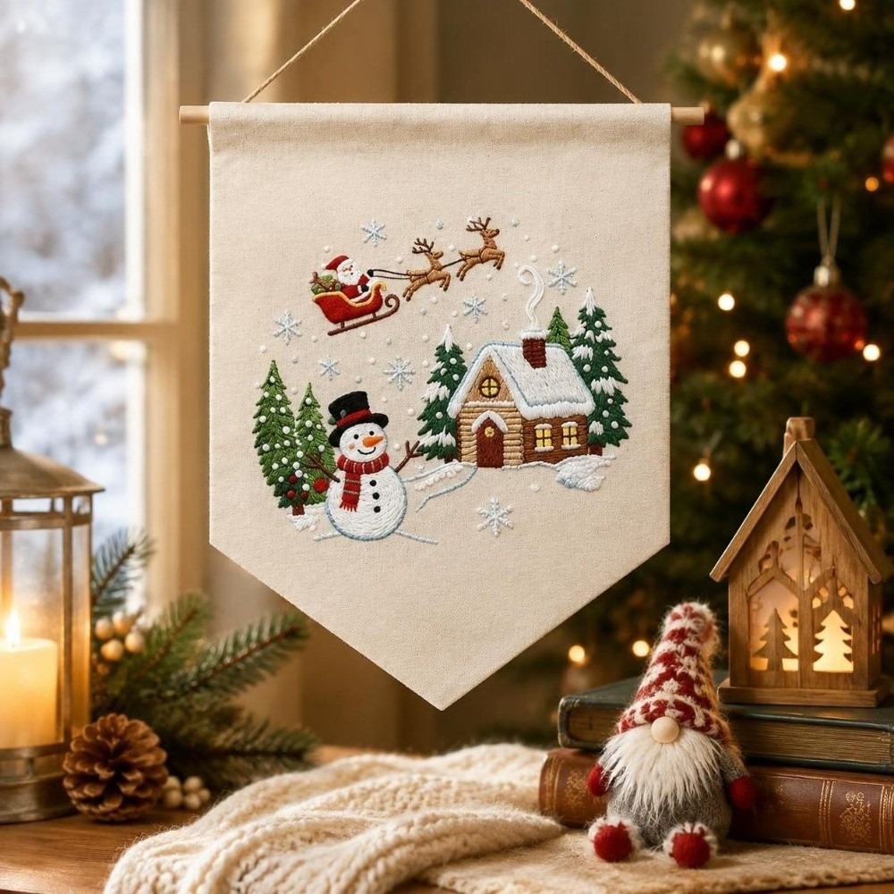 Embroidery Xmas Kits - 수제 크리스마스 자수 키트, 눈사람, 산타클로스,