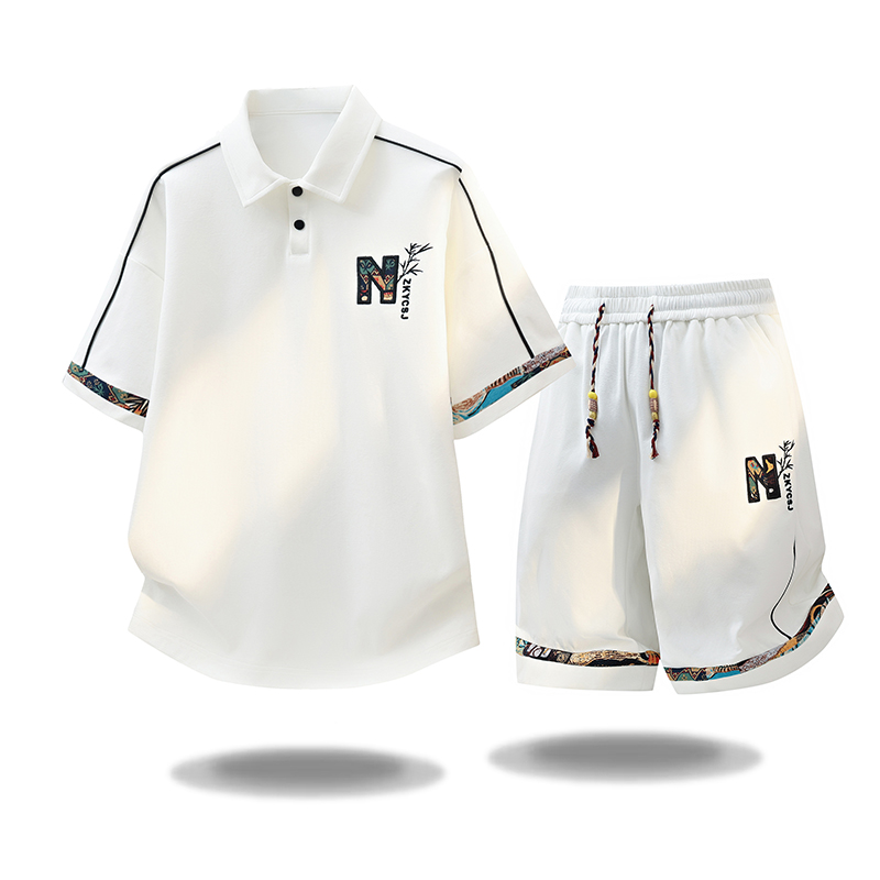 새로운 여름 패션 트렌디 야외 스포츠 반팔 티셔츠 세트 - Embroidery Men Shirt 리뷰 및 가격