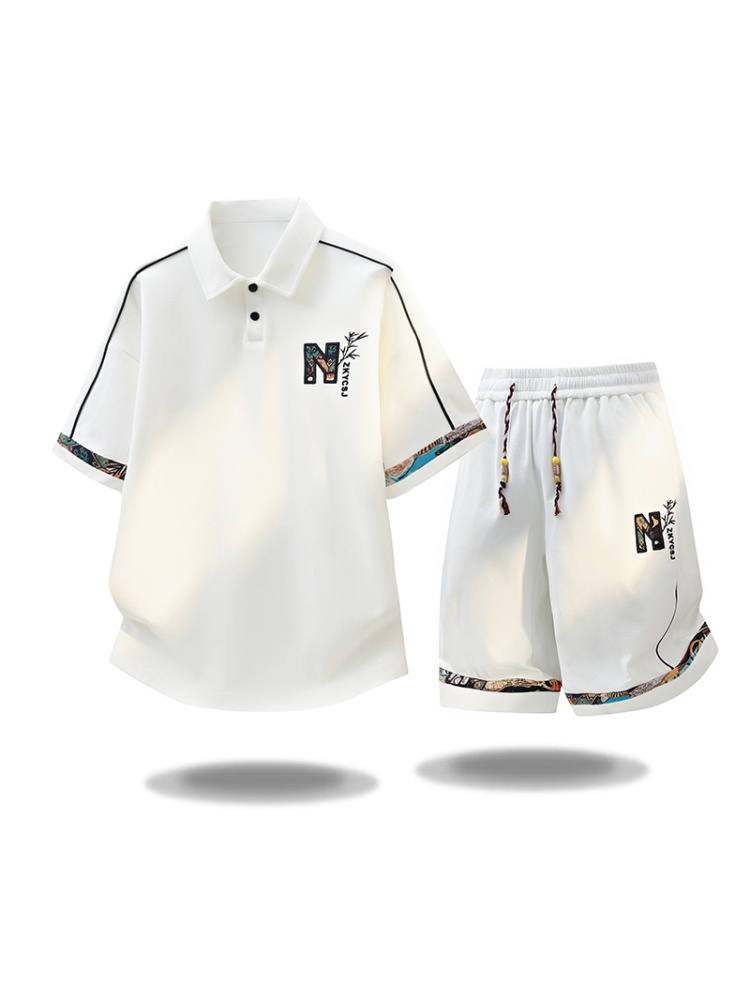 새로운 여름 패션 트렌디 야외 스포츠 반팔 티셔츠 세트 - Embroidery Men Shirt 리뷰 및 가격