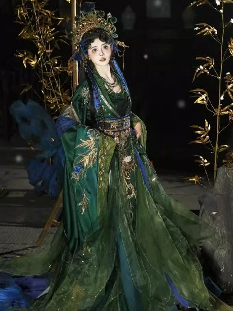 중국 전통 스타일의 녹색 한푸 드레스, 여성용, 화려한 - Embroidery Style 리뷰 및 가격