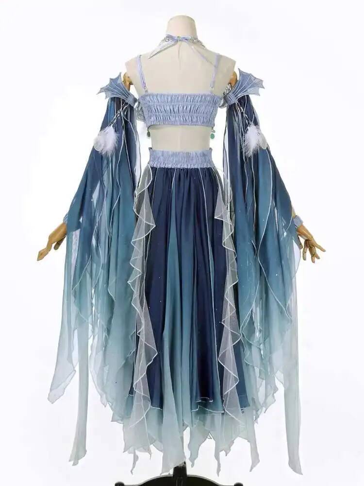 이국적인 블루 드레스, 화려한 자수, 한문 요소, 요정 - Embroidery Style 리뷰 및 가격