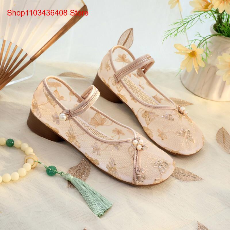 새로운 메쉬 로우힐, 치파오 스팽글 자수 에스닉 스타일 - Embroidery Style 리뷰 및 가격