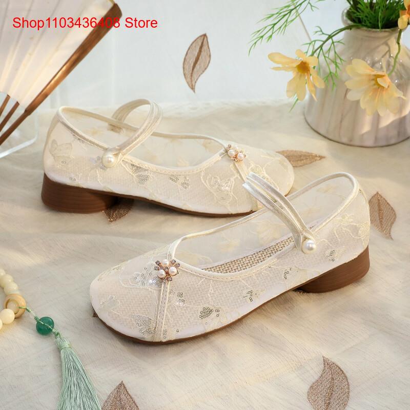 새로운 메쉬 로우힐, 치파오 스팽글 자수 에스닉 스타일 - Embroidery Style 리뷰 및 가격