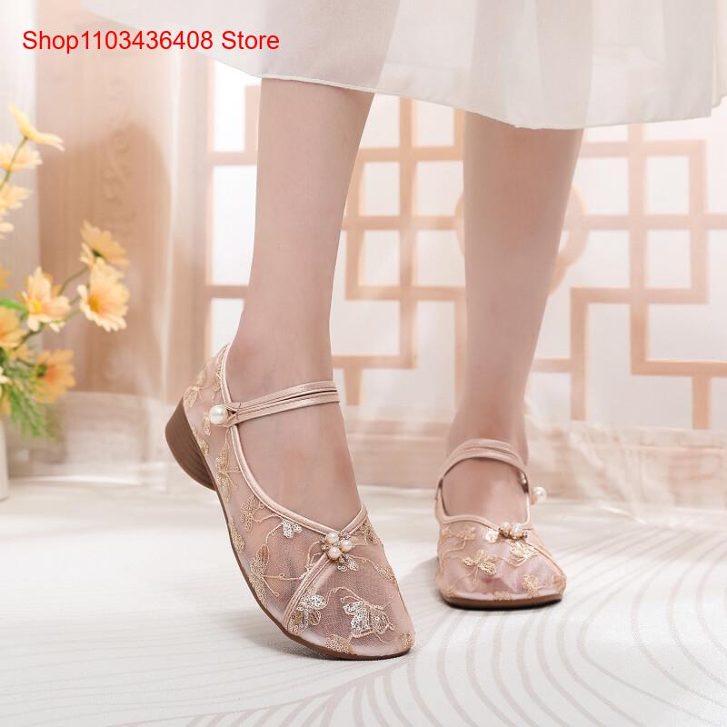새로운 메쉬 로우힐, 치파오 스팽글 자수 에스닉 스타일 - Embroidery Style 리뷰 및 가격
