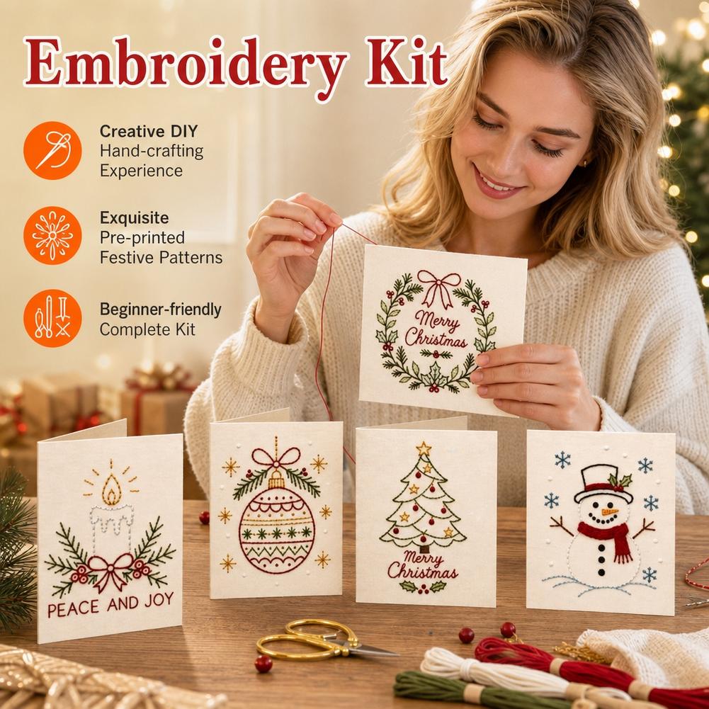 자수 키트, DIY 스티치 카드 만들기, 미리 인쇄된  - Embroidery Xmas Kits 리뷰 및 가격