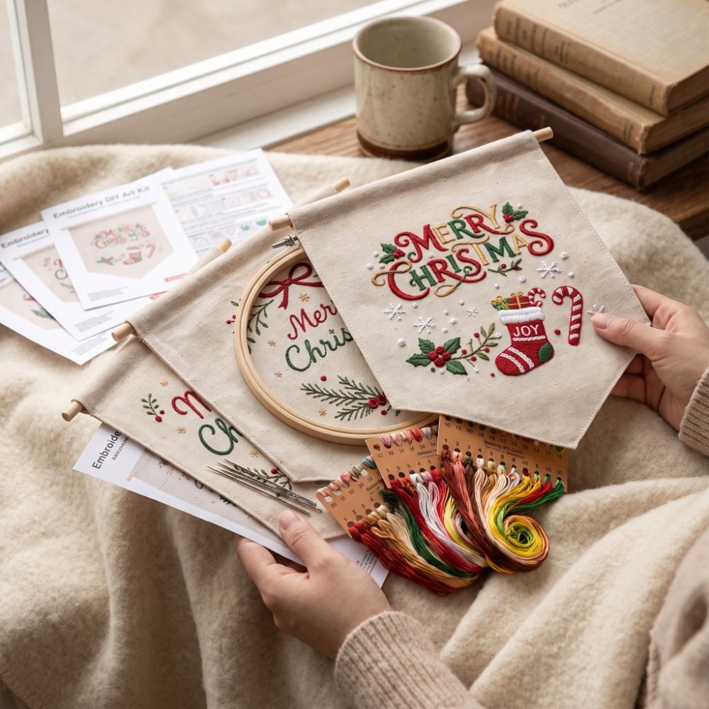 수제 크리스마스 자수 키트, 눈사람과 산타클로스 디자인 - Embroidery Xmas Kits 리뷰 및 가격