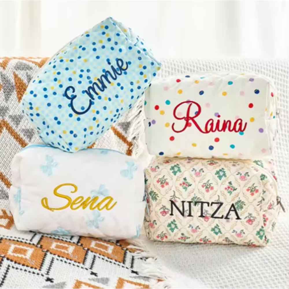 개인화 된 이름 꽃무늬 면화 화장품 가방 자수 여성용  - Embroidery Name Designs 리뷰 및 가격