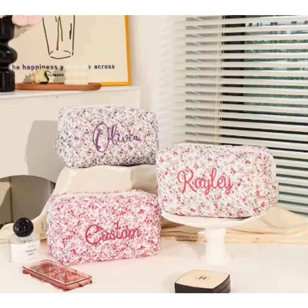 개인화 된 이름 꽃무늬 면화 화장품 가방 자수 여성용  - Embroidery Name Designs 리뷰 및 가격