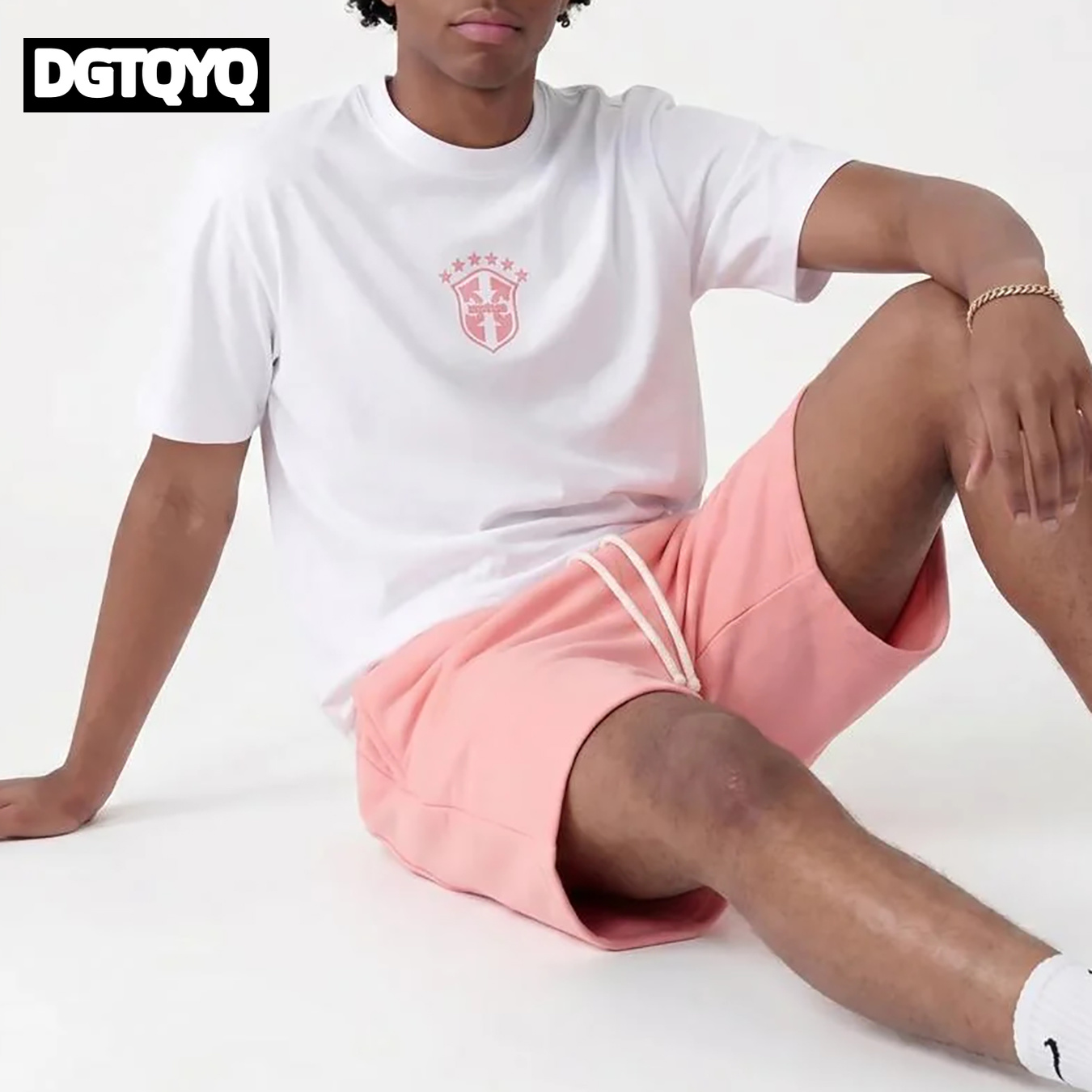 남성용 여름 신상 핑크 자수 캐주얼 반바지 스트레이트  - Embroidery Men Shirt 리뷰 및 가격