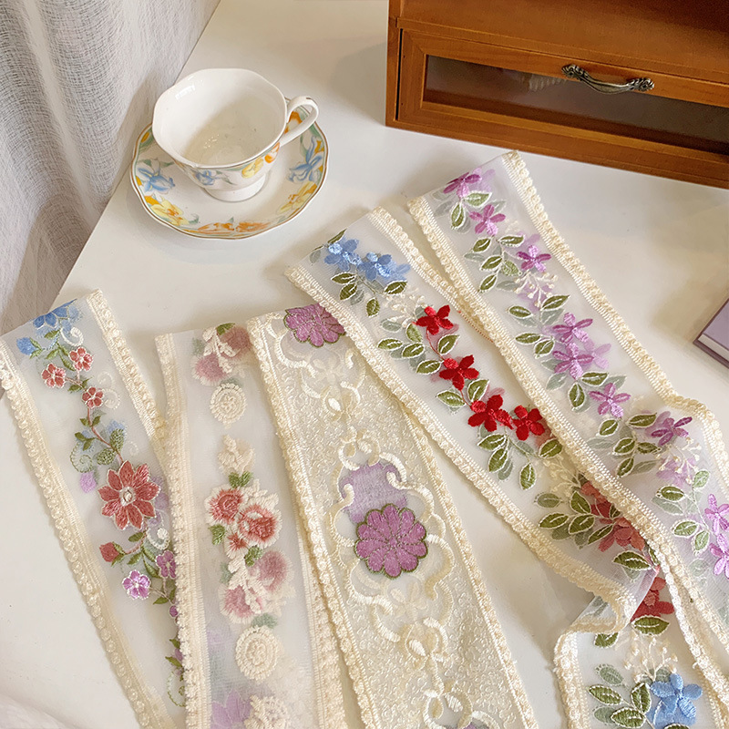 1 야드 레이스 자수 꽃 리본 DIY 9cm 활 머리띠 - Embroidery Ribbon 리뷰 및 가격