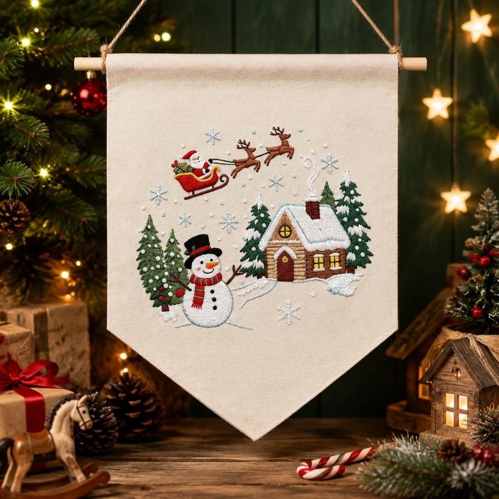 수제 크리스마스 자수 키트, 산타클로스와 눈사람 크로스 - Embroidery Xmas Kits 리뷰 및 가격