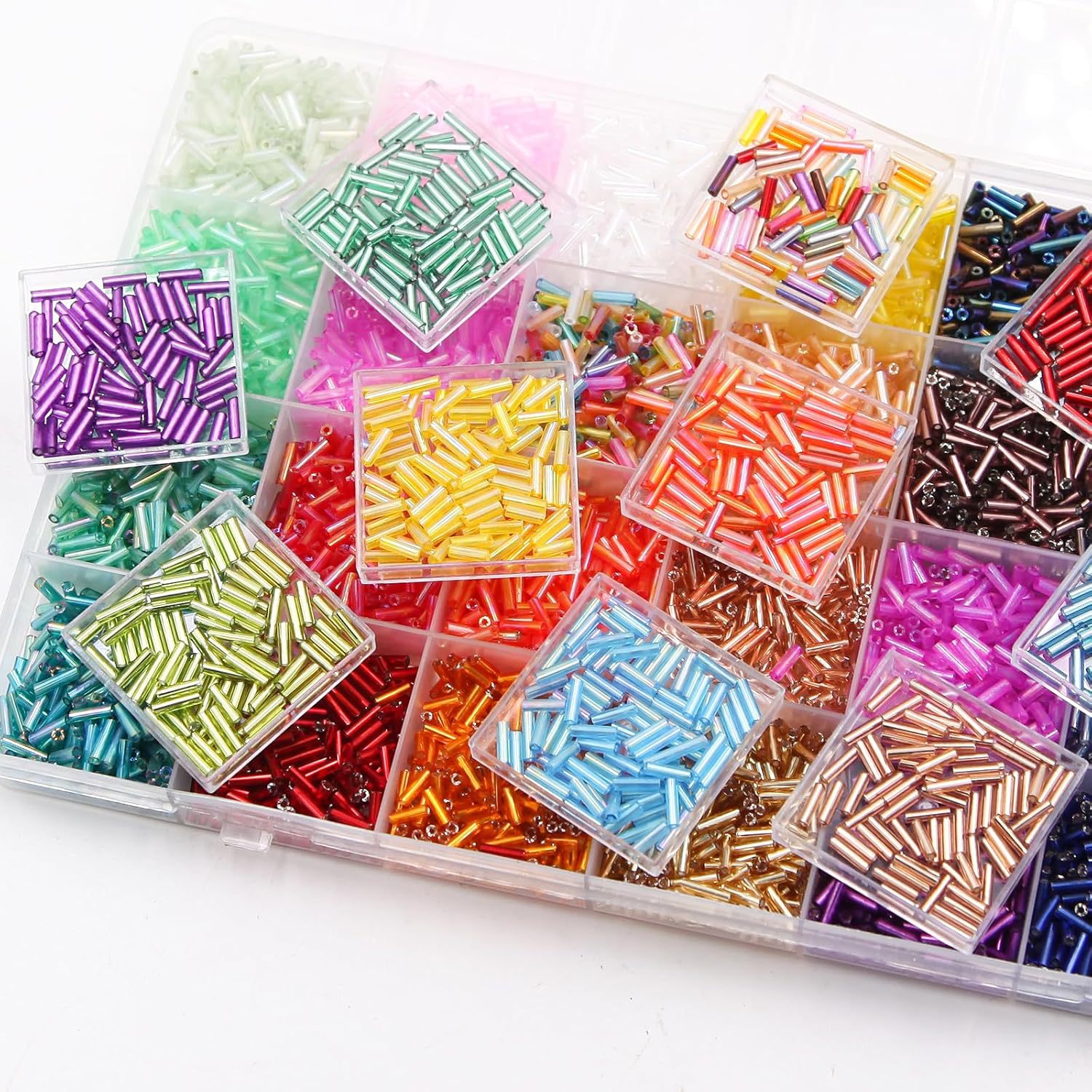 약 6720개/박스 7mm 28가지 색상의 튜브형 시드 - Embroidery Glass Beads 리뷰 및 가격