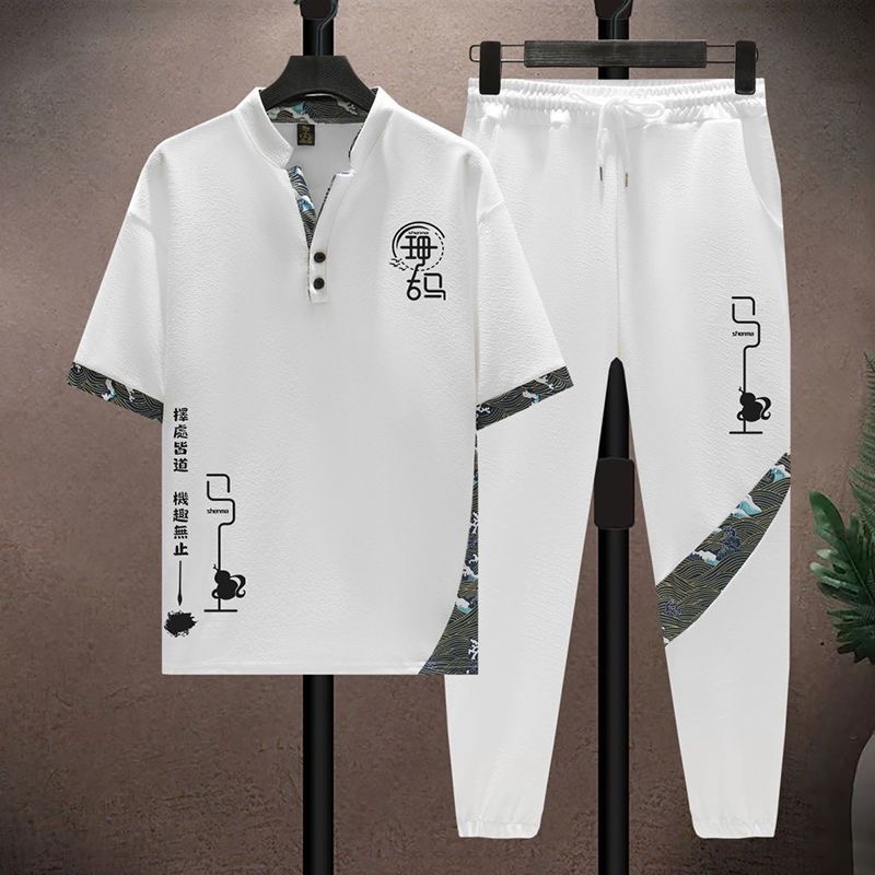 여름 신상 트렌디 프린트 아이스 실크 통기성 반팔 티셔 - Embroidery Men Shirt 리뷰 및 가격